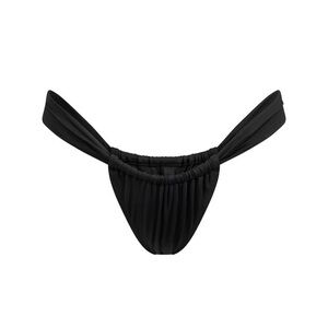SKIMS Ruched Thong Bikini Bottom - Onyx | L